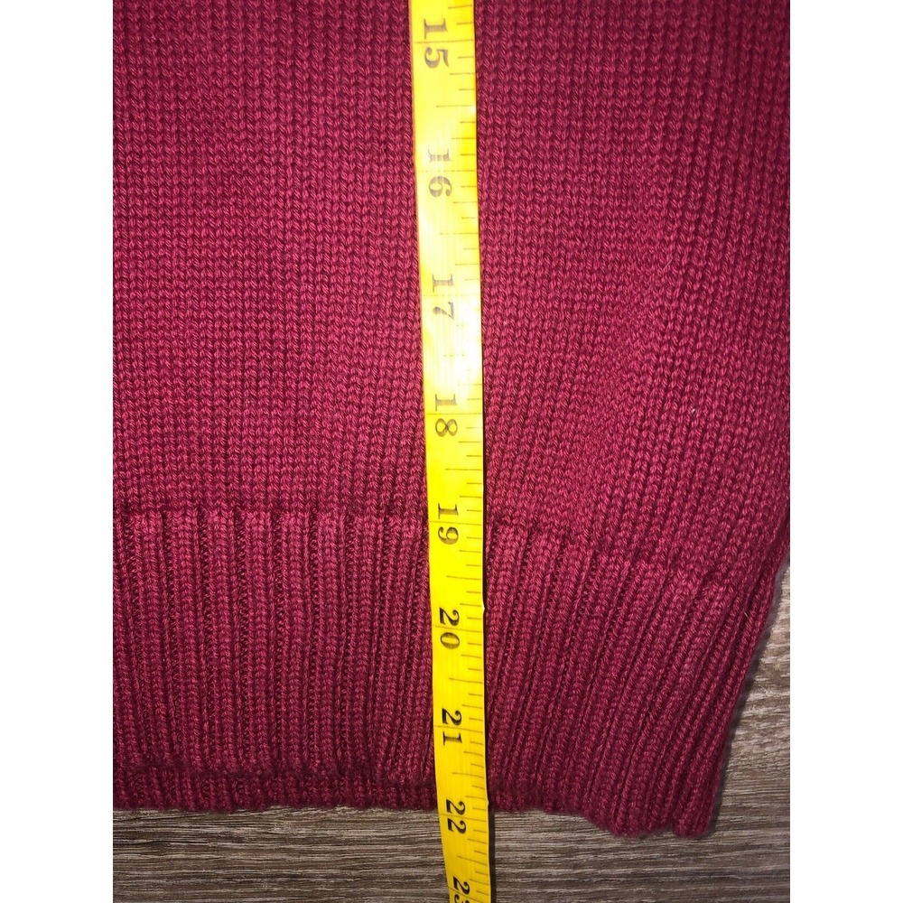 Vtg Y2K Disney Mickey Mouse Fair Isle Sweater Women's  S Burgundy Cable Sleeve‎ - Picture 8 of 8